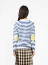 Rainbowy Patch T-Shirt Ecru & Blue Stripe by Kapital | Couverture & The Garbstore