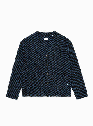 Wool Boucle Cardigan Navy & Black Stripe by Reception | Couverture & The Garbstore