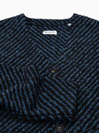 Wool Boucle Cardigan Navy & Black Stripe by Reception | Couverture & The Garbstore