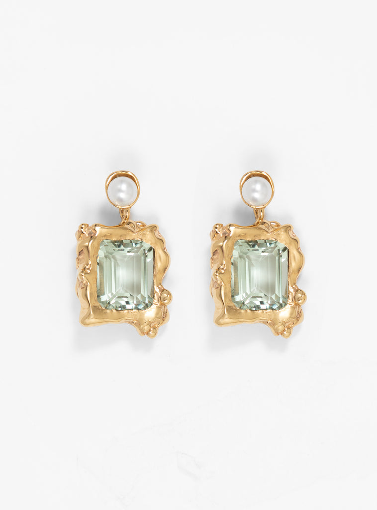 Cornice Green Amethyst Gold-Plated Bronze Drop Earrings