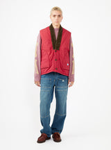 Dotera Canvas Vest Pink & Red by Kapital | Couverture & The Garbstore