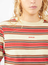 Embroidered T-shirt Beige & Red Stripe by BEAMS BOY | Couverture & The Garbstore
