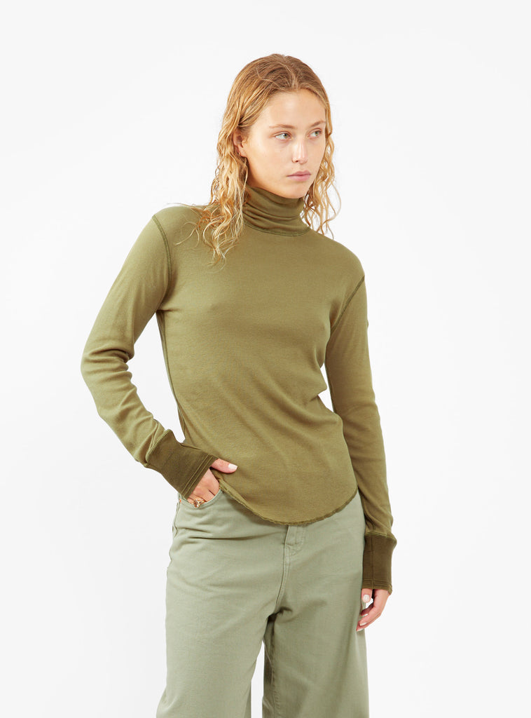 Ribbed Turtleneck Top Olive by BEAMS BOY | Couverture & The Garbstore
