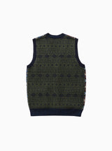 Button Knit Vest Fair Isle Indigo by Beams Plus | Couverture & The Garbstore