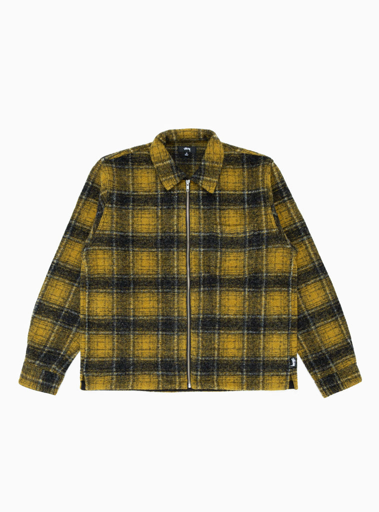 Wool Plaid Zip Over Shirt Yellow