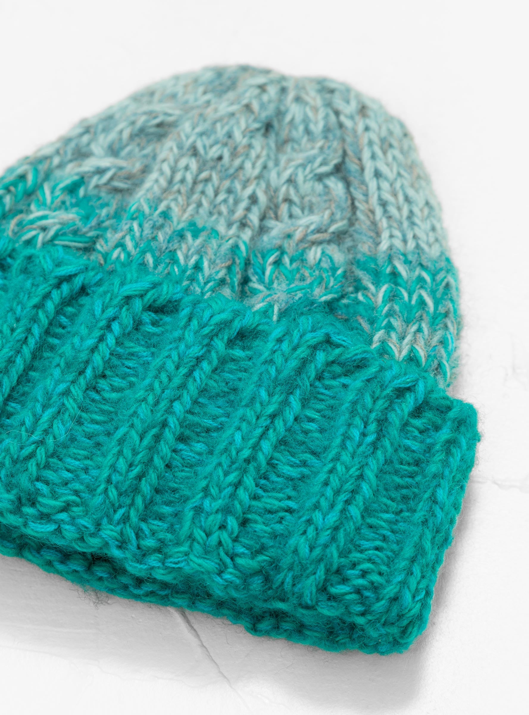 Hand Knit Fisherman Beanie Turquoise by Sublime