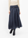 Pleated skirt in slate with faux leather belt 