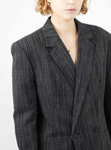 Elsa Double Breasted Blazer Midnight Blue Pin Stripe by Apiece Apart | Couverture & The Garbstore