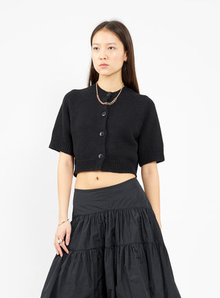 Cropped buttoned top in black 