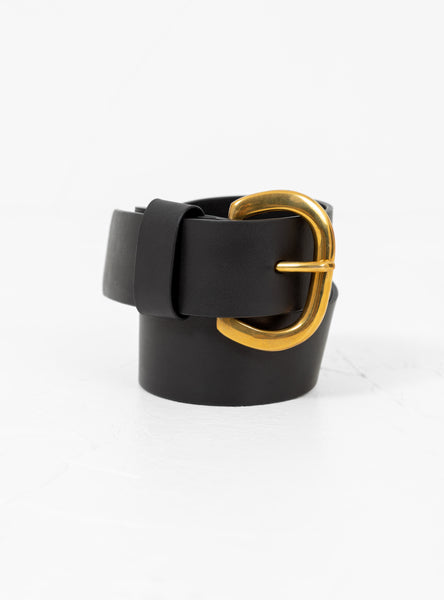 Rachel Comey Estate Belt Black Leather Two Tone Metal Buckle Medium Made In Peru Rachel Comey - Black Thick Cliff Belt – Frances May main image 4