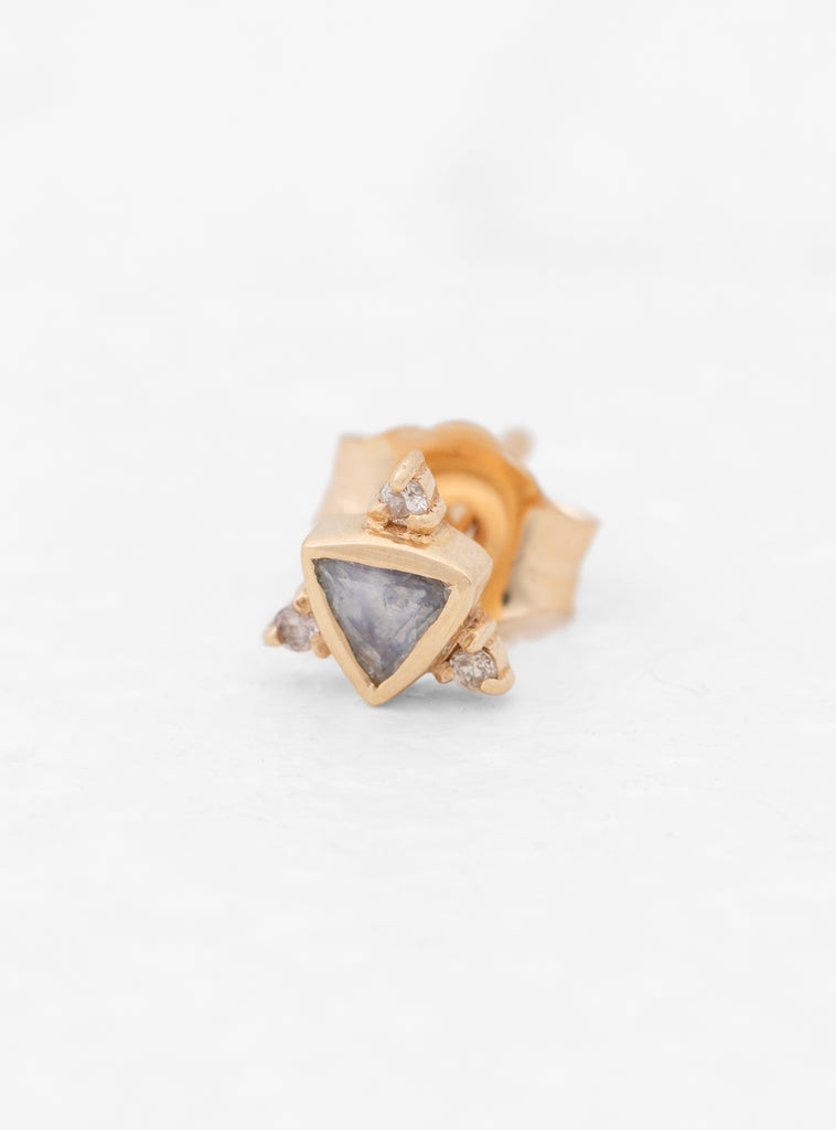 Triangle Moonstone & Diamonds Single Earring