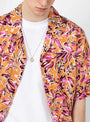 Kabana Shirt Orange Floral At Couverture & The Garbstore By Garbstore Model Shot Close up view