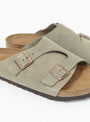 Zurich Suede Sandals Taupe At Couverture & The Garbstore By Birkenstock Close up Shot