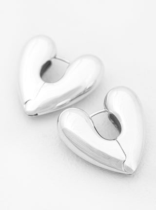 Heart Large Silver Hoop Earrings by Annika Inez | Couverture & The Garbstore