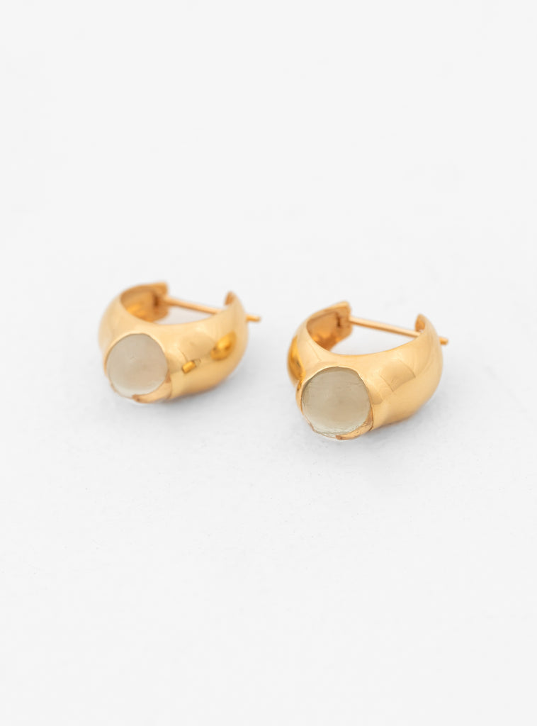 Rolling Stone Green Amethyst Gold Earrings