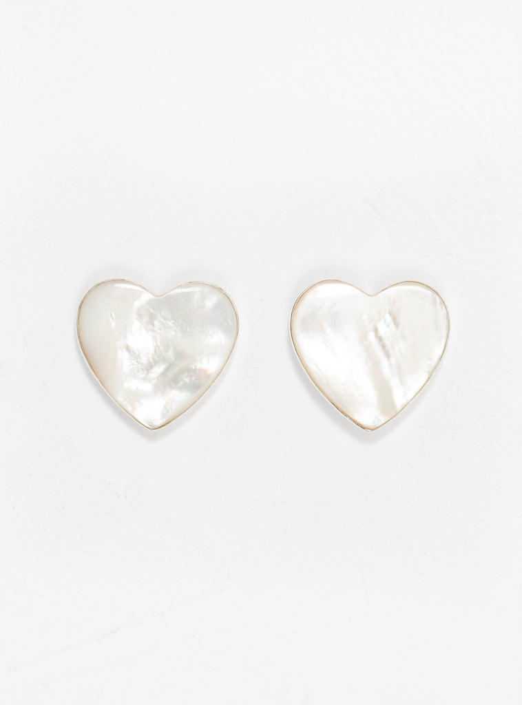 Pearl Heart Silver Earrings