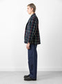 Loiter Jacket Navy Windowpane At Couverture & The Garbstore By Engineered Garments Model Shot Side view