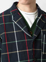 Loiter Jacket Navy Windowpane At Couverture & The Garbstore By Engineered Garments Model Shot Close up view