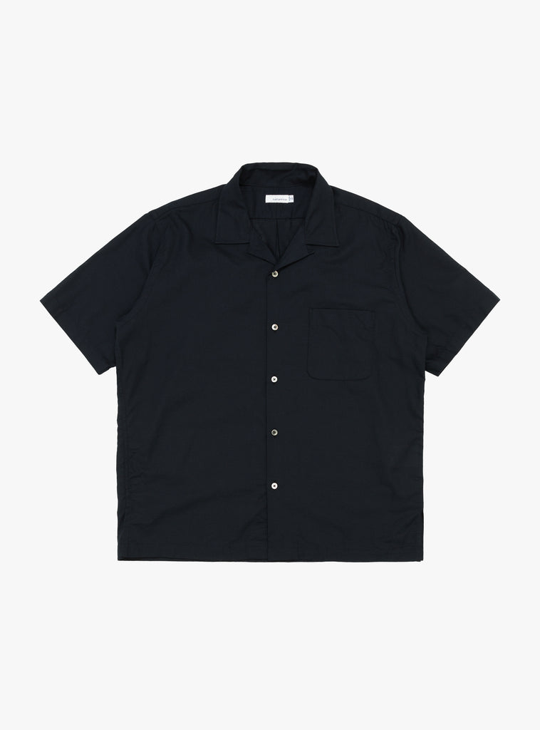 Open Collar Panama Shirt Navy nanamica 