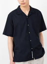 Open Collar Panama Shirt Navy