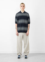 stripe polo sweater navy nanamica on model 