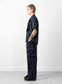 Cotton Cargo Trousers Navy At Couverture & The Garbstore By TOGA VIRILIS Model Shot Side view