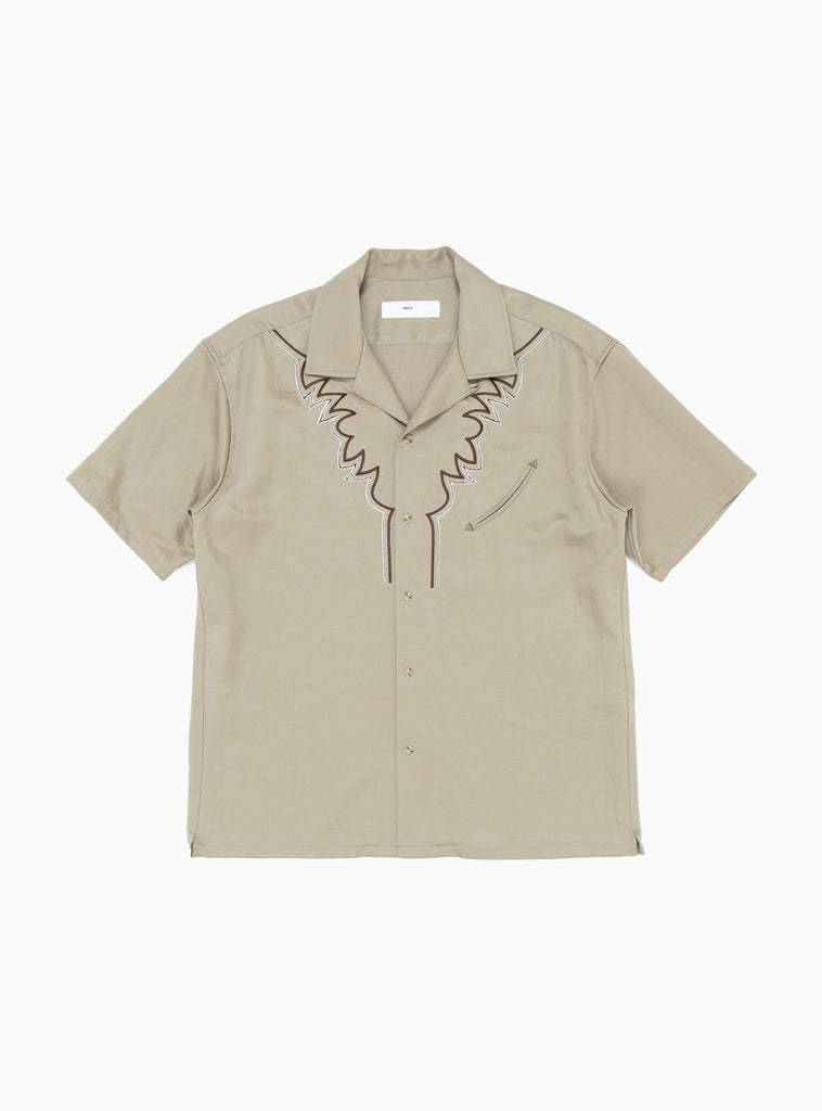 Embroidered Western Shirt Beige