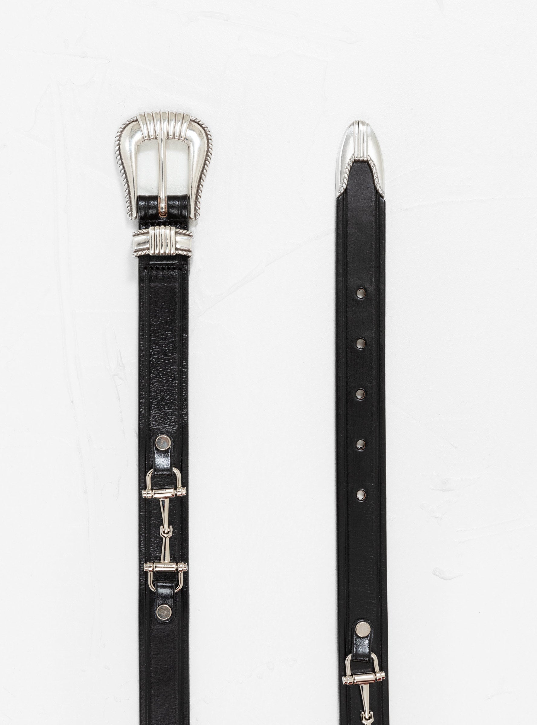 Silver Buckle Set Belt Black & Nickel by Tory Leather