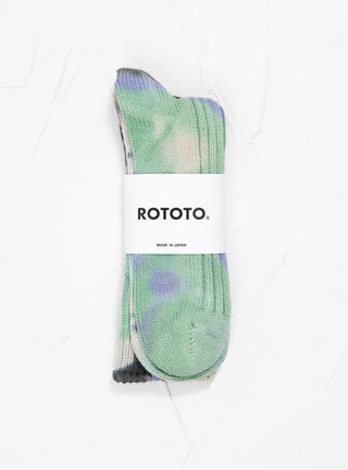Tie Dye Chunky Ribbed Crew Socks Black, Mint, and Purple by ROTOTO | Couverture & The Garbstore
