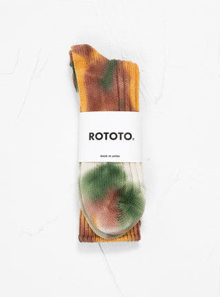 Tie Dye Chunky Ribbed Crew Socks Green, Gold and Brown by ROTOTO | Couverture & The Garbstore