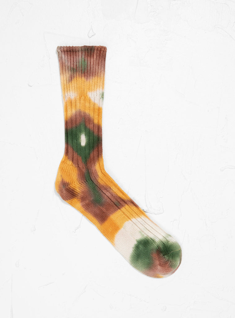green gold and brown tie dye socks 