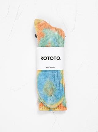 Tie Dye Chunky Ribbed Crew Socks Orange, Light Blue & Yellow by ROTOTO | Couverture & The Garbstore