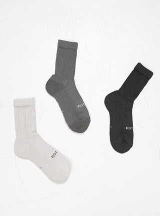 Organic Daily 3 Pack Crew Socks Grey by ROTOTO | Couverture & The Garbstore
