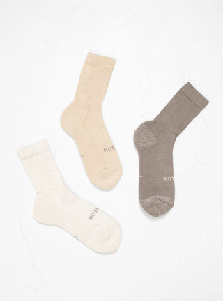 Organic Daily 3 Pack Crew Socks Raw by ROTOTO | Couverture & The Garbstore