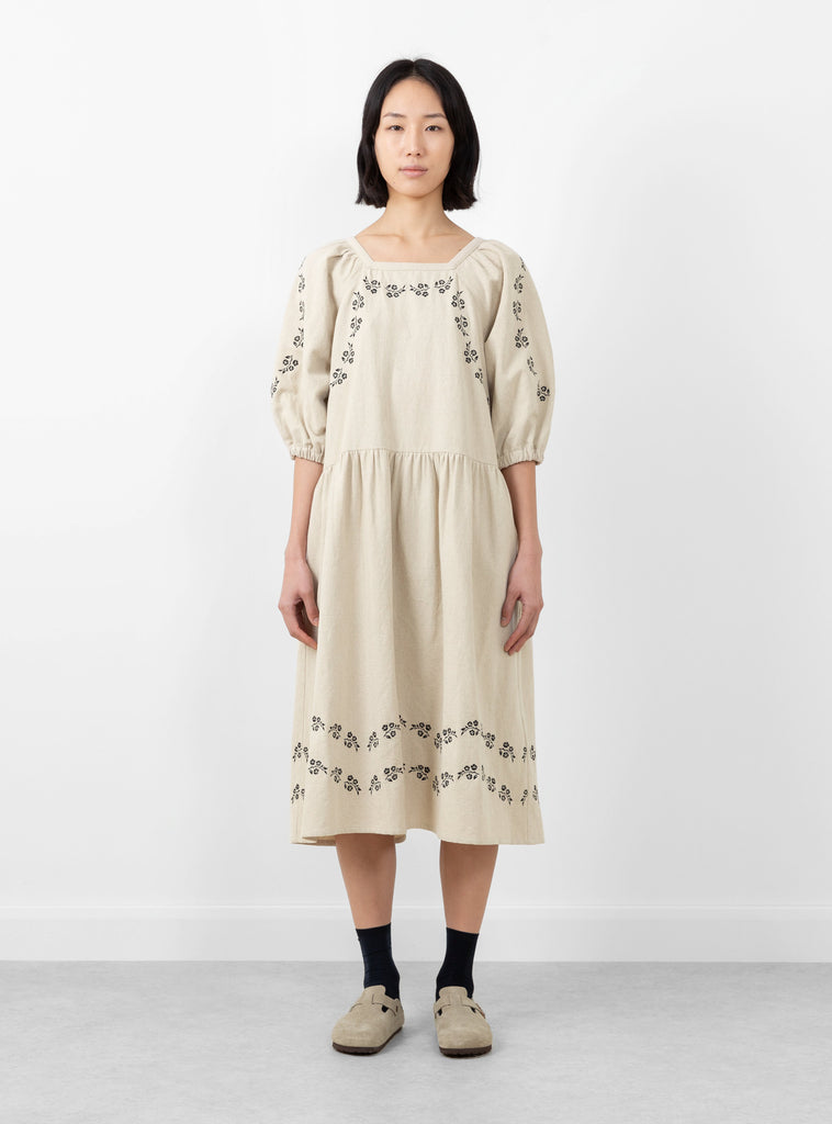 heather dress oat embroidered 