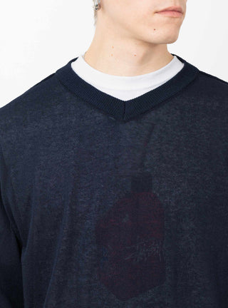 Shallow V-neck Sweater Navy by Still By Hand | Couverture & The Garbstore