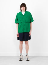 Short Sleeve Camp Shirt Green on model 
