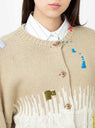 Cotton Embroidered Cardigan Taupe Cordera close up 