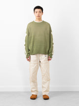 5G Cotton Knit BONE Crew Sweater Khaki on model 