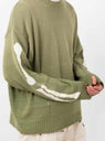 5G Cotton Knit BONE Crew Sweater Khaki on model 