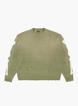 5G Cotton Knit BONE Crew Sweater Khaki by Kapital | Couverture & The Garbstore