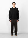 5G Cotton Knit BONE Crew Sweater Black on model 