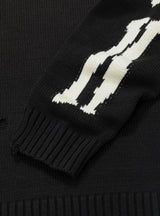 5G Cotton Knit BONE Crew Sweater Black by Kapital | Couverture & The Garbstore