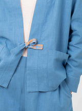 Frankie Jacket Blue Sideline close up