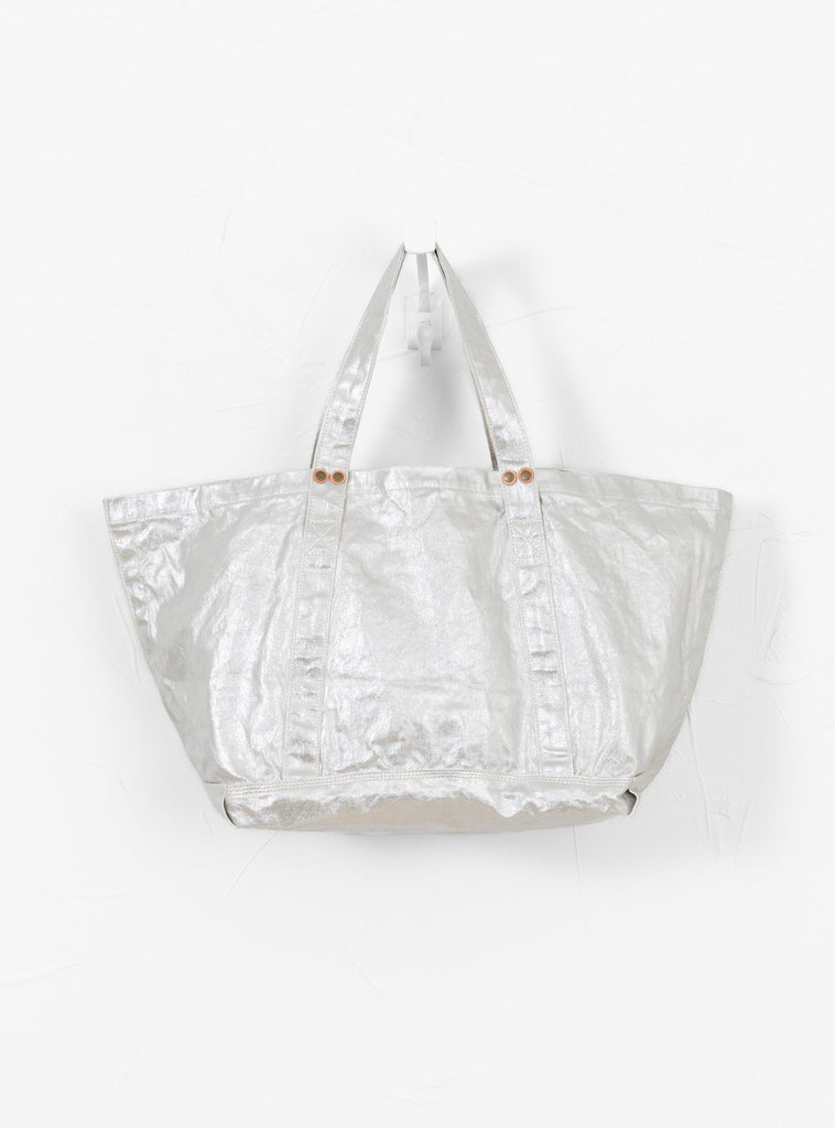 Foiled Canvas Tote Bag (L) Silver Kapital 