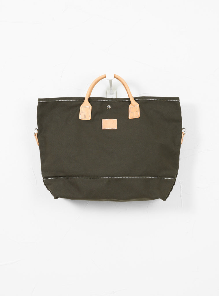 Canvas Utility 2 Way Bag Olive Heritage Leather At The Garbstore Front Profile