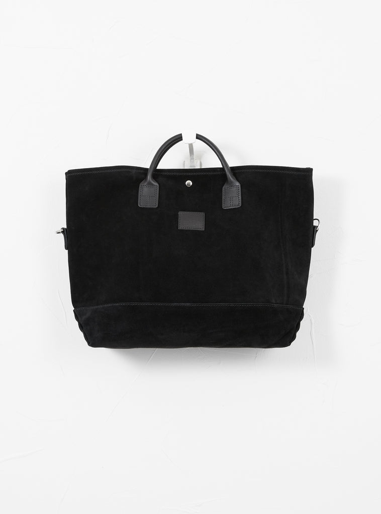 Suede Utility 2 Way Bag Black Heritage Leather At The Garbstore Front Profile