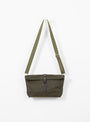 Canvas Travel Shoulder Pouch Olive Heritage Leather At The Garbstore Front Profile