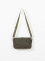 Canvas Travel Shoulder Pouch Olive Heritage Leather At The Garbstore Back Profile