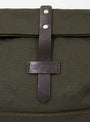 Canvas Travel Shoulder Pouch Olive Heritage Leather At The Garbstore Close Up